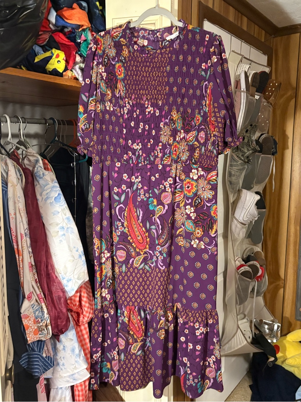 London Times Purple Floral Paisley Midi Dress